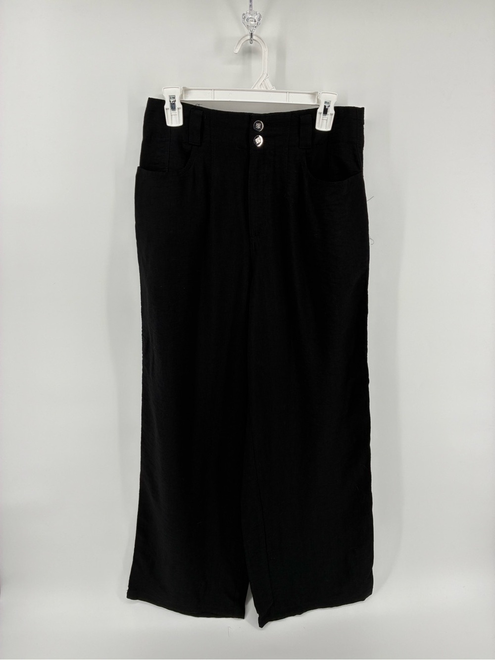 DKNY Elegant Black Wide Leg Office Business Casual Trousers